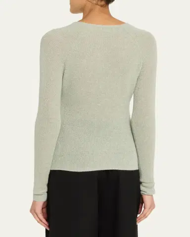 Vince Metallic High-V Knit Top | Thumbnail 3