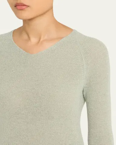 Vince Metallic High-V Knit Top | Thumbnail 5