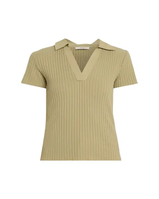 Vince Ribbed Cotton-Blend Polo Shirt