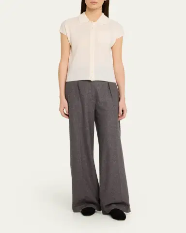 Vince Short-Sleeve Cashmere-Blend Polo Sweater | Thumbnail 2