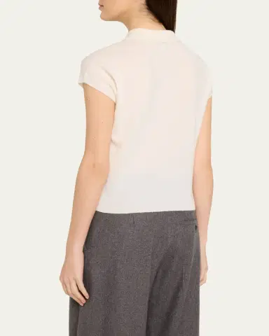 Vince Short-Sleeve Cashmere-Blend Polo Sweater | Thumbnail 3