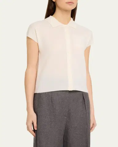Vince Short-Sleeve Cashmere-Blend Polo Sweater | Thumbnail 4