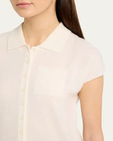 Vince Short-Sleeve Cashmere-Blend Polo Sweater | Thumbnail 5