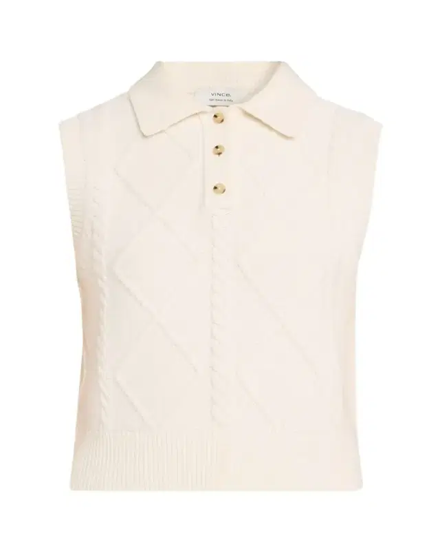 Vince Cable-Knit Polo Vest