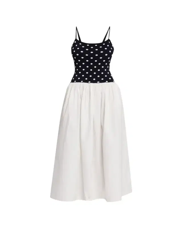 Toccin Orielle Polka-Dot Drop-Waist Maxi Dress