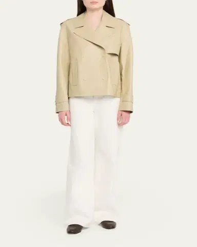 Veronica Beard Heathcliff Cropped Leather Trench Coat | Thumbnail 2 Veronica Beard Heathcliff Cropped Leather Trench Coat | Thumbnail 2