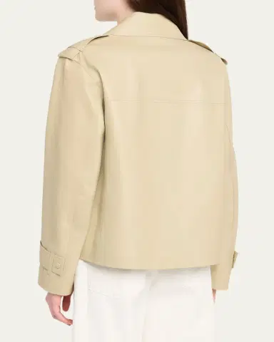 Veronica Beard Heathcliff Cropped Leather Trench Coat | Thumbnail 3 Veronica Beard Heathcliff Cropped Leather Trench Coat | Thumbnail 3