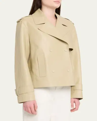 Veronica Beard Heathcliff Cropped Leather Trench Coat | Thumbnail 4 Veronica Beard Heathcliff Cropped Leather Trench Coat | Thumbnail 4