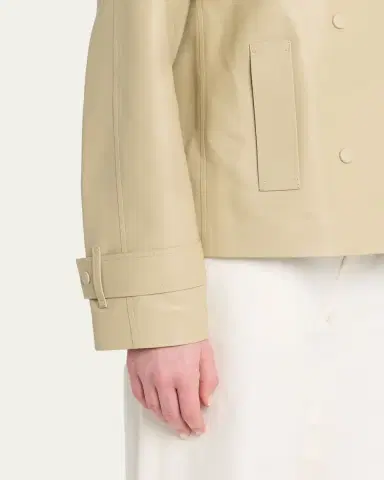 Veronica Beard Heathcliff Cropped Leather Trench Coat | Thumbnail 5 Veronica Beard Heathcliff Cropped Leather Trench Coat | Thumbnail 5