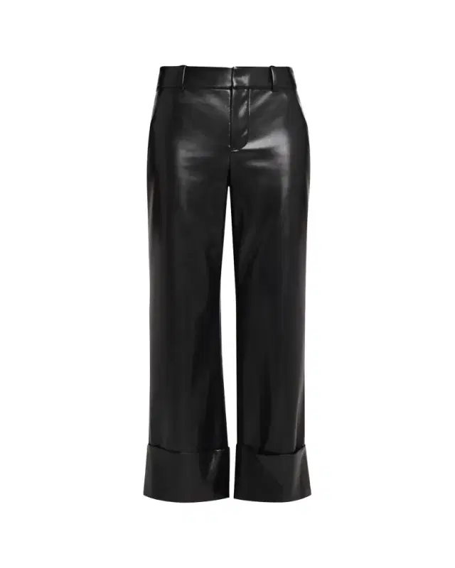 ALICE + OLIVIA Alexander Vegan Leather Cuffed Pants