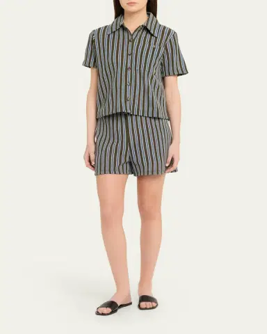 Veronica Beard Vichi Striped Cotton Shorts | Thumbnail 2 Veronica Beard Vichi Striped Cotton Shorts | Thumbnail 2