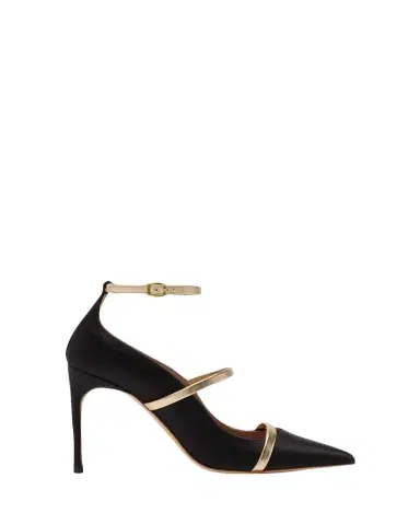 Malone Souliers 90mm Diaz Satin and Metallic Leather Ankle-Strap Pumps | Thumbnail 1 Malone Souliers 90mm Diaz Satin and Metallic Leather Ankle-Strap Pumps | Thumbnail 1