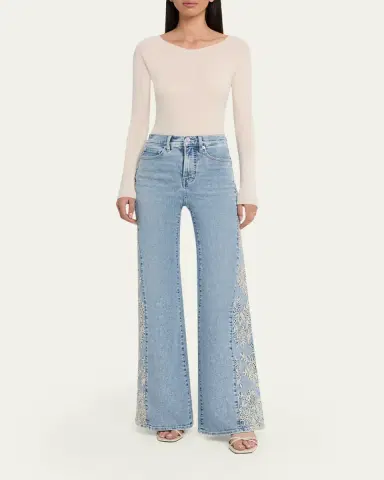 Veronica Beard Joplin Embroidered High-Rise Flare Jeans | Thumbnail 2 Veronica Beard Joplin Embroidered High-Rise Flare Jeans | Thumbnail 2