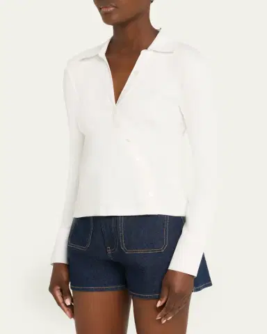 Veronica Beard Brenner Long-Sleeve Asymmetric Button Top | Thumbnail 4 Veronica Beard Brenner Long-Sleeve Asymmetric Button Top | Thumbnail 4