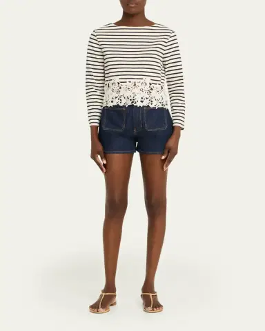 Veronica Beard Hovey Striped Lace Top | Thumbnail 2 Veronica Beard Hovey Striped Lace Top | Thumbnail 2