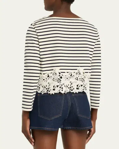 Veronica Beard Hovey Striped Lace Top | Thumbnail 3 Veronica Beard Hovey Striped Lace Top | Thumbnail 3