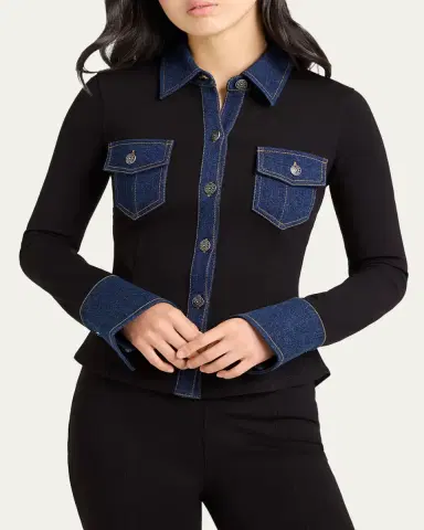 Cinq à Sept Aliza Denim Button-Front Shirt | Thumbnail 4