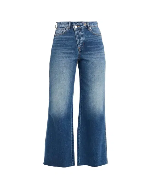 Veronica Beard Taylor High-Rise Wide-Leg Crossover Jeans