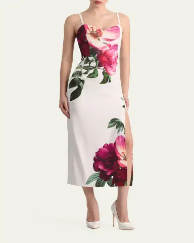 Alice + Olivia Nina Sweetheart Midi Dress | Thumbnail 4