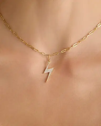 Jennifer Fisher Lightning Bolt Charm with Pavé White Diamonds | Thumbnail 2