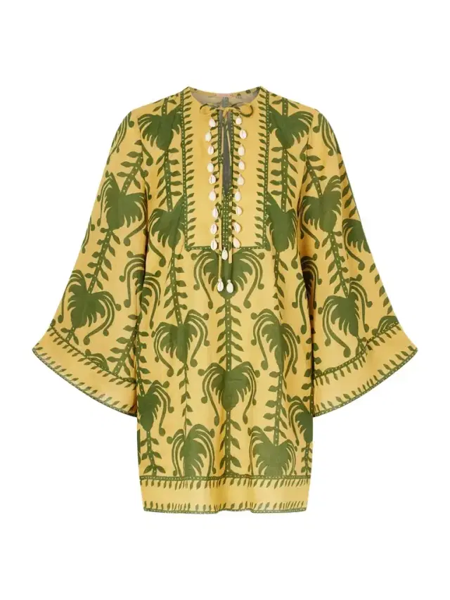 Johanna Ortiz Wild Savannah Shell-embellished Linen Mini Dress