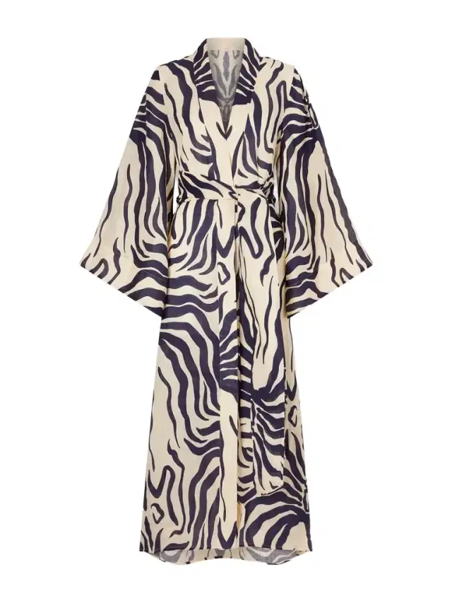 Johanna Ortiz Boa Whisper Belted Zebra-print Linen Cover-up