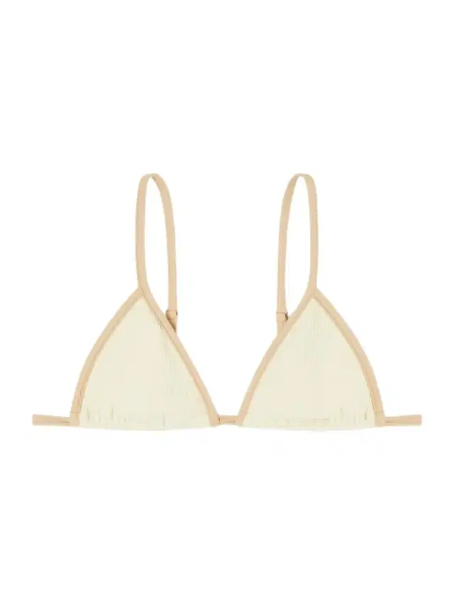 Johanna Ortiz Playa Del Río Shell-embellished Seersucker Triangle Bikini Top