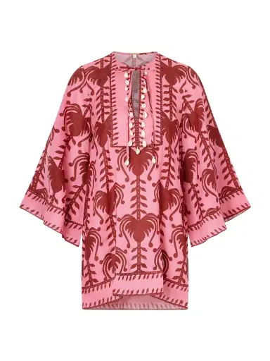 Johanna Ortiz Wild Savannah Shell-embellished Linen Mini Dress | Thumbnail 1 Johanna Ortiz Wild Savannah Shell-embellished Linen Mini Dress | Thumbnail 1