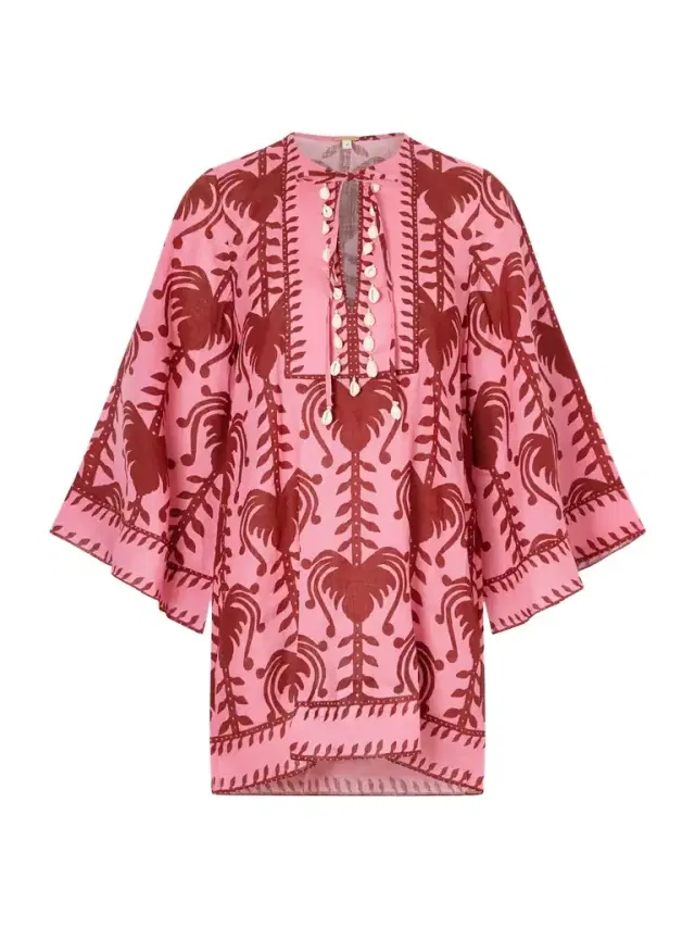 Johanna Ortiz Wild Savannah Shell-embellished Linen Mini Dress