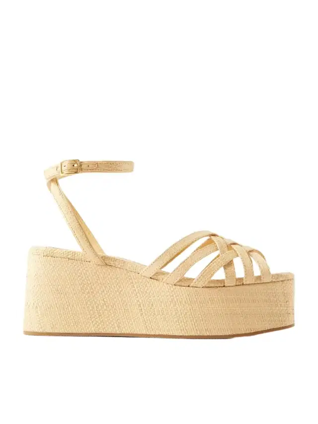 Loeffler Randall Channing Raffia Platform Wedge Sandals