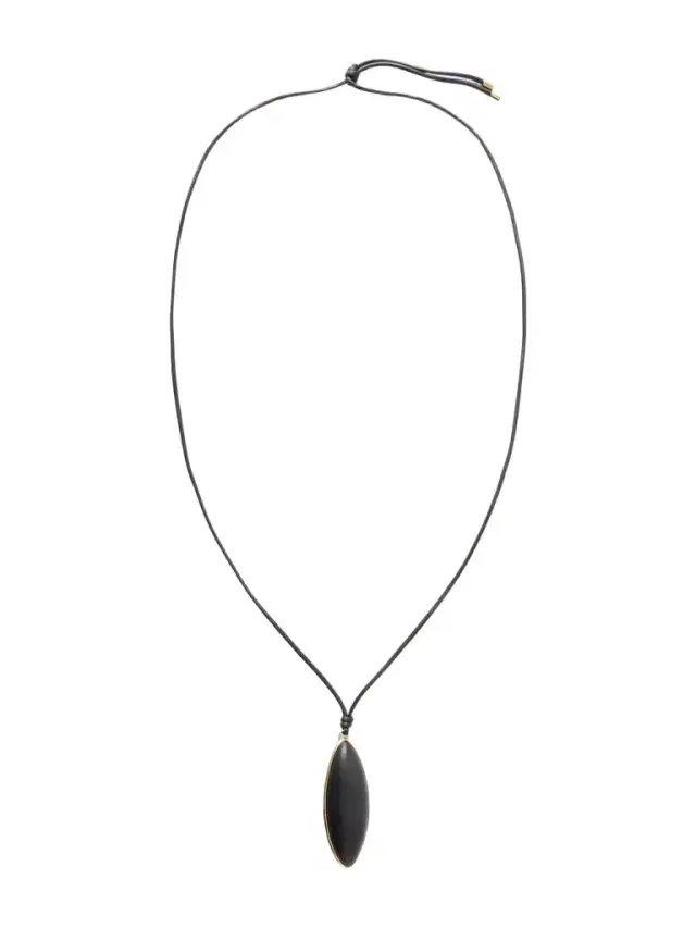 Dagger Gold-plated, Quartz And Leather Necklace