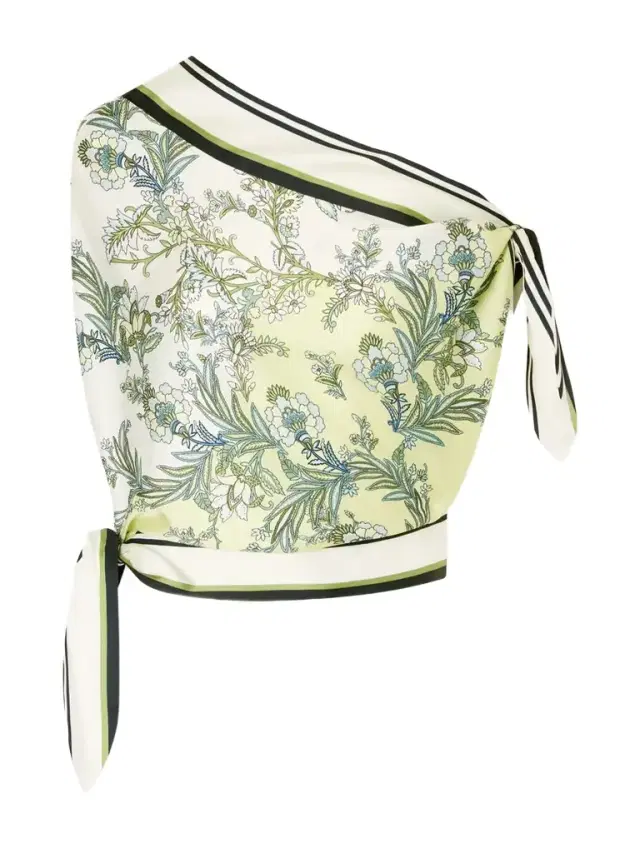 Tari One-shoulder Printed Twill Blouse