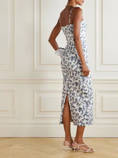 Posse Rue Pleated Printed Linen And Silk-blend Midi Dress | Thumbnail 3