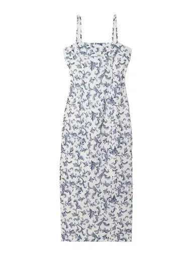 Posse Rue Pleated Printed Linen And Silk-blend Midi Dress | Thumbnail 1