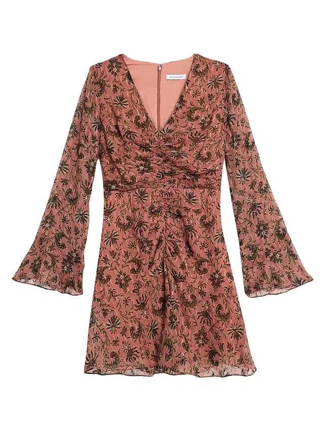 Veronica Beard Women's Beaty Long-Sleeve Ruched Minidress - Deep Rose