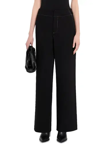 rag & bone Women's Irina Contrast-Topstitch Ponte High-Rise Pants - Black | Thumbnail 3