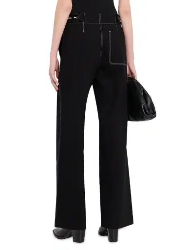 rag & bone Women's Irina Contrast-Topstitch Ponte High-Rise Pants - Black | Thumbnail 4