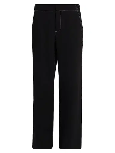 rag & bone Women's Irina Contrast-Topstitch Ponte High-Rise Pants - Black | Thumbnail 1
