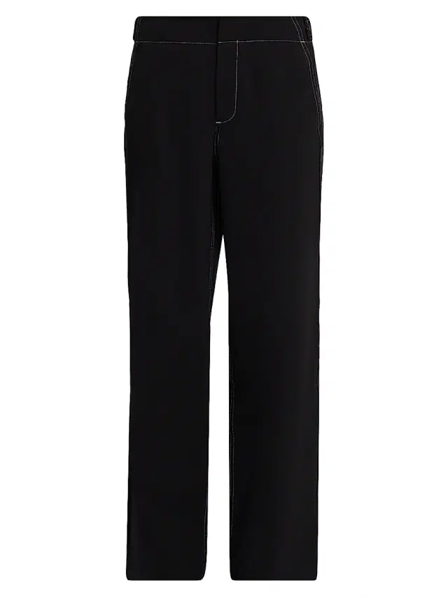 rag & bone Women's Irina Contrast-Topstitch Ponte High-Rise Pants - Black