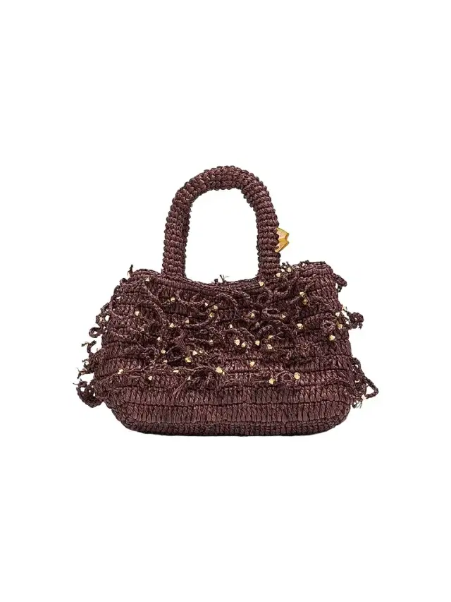 Made For A Woman Women's Fanny Spaghetti Woven Beaded Top Handle Bag - Brown
