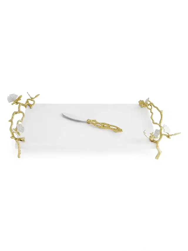 Michael Aram Butterfly Ginkgo Gold Cheeseboard With Spreader - Gold