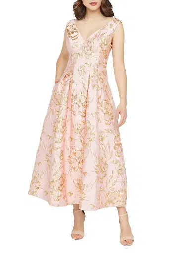 Kay Unger Women's Saylor Rose Jacquard Tea-Length Cocktail Dress | Thumbnail 2