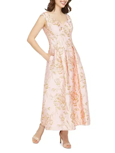 Kay Unger Women's Saylor Rose Jacquard Tea-Length Cocktail Dress | Thumbnail 3