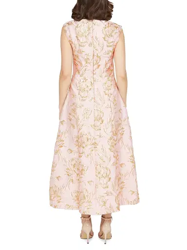 Kay Unger Women's Saylor Rose Jacquard Tea-Length Cocktail Dress | Thumbnail 4