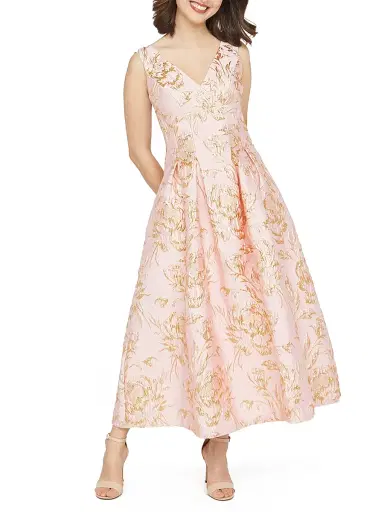 Kay Unger Women's Saylor Rose Jacquard Tea-Length Cocktail Dress | Thumbnail 5
