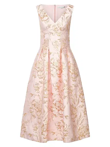 Kay Unger Women's Saylor Rose Jacquard Tea-Length Cocktail Dress | Thumbnail 1