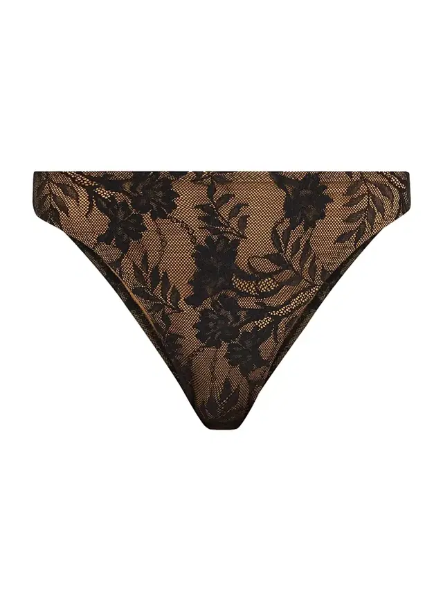 Norma Kamali Women's Luca Floral Lace Bikini Bottom - Black