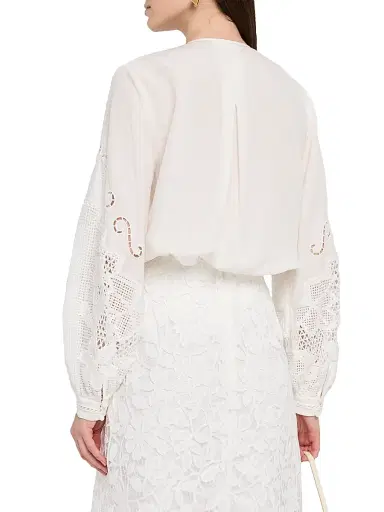 Kobi Halperin Women's Juni Pintuck Lace-Inset Blouse - | Thumbnail 4
