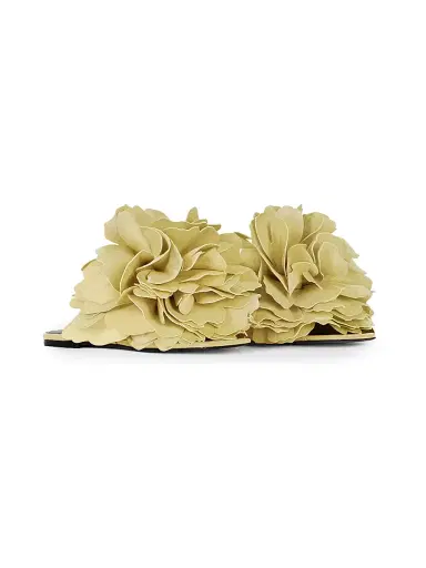 Givenchy Women's Boudoir Flat Mule Sandals in Leather with Petals - Pale Yellow - Size 9 | Thumbnail 2 Givenchy Women's Boudoir Flat Mule Sandals in Leather with Petals - Pale Yellow - Size 9 | Thumbnail 2