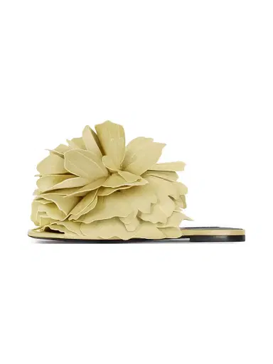 Givenchy Women's Boudoir Flat Mule Sandals in Leather with Petals - Pale Yellow - Size 9 | Thumbnail 3 Givenchy Women's Boudoir Flat Mule Sandals in Leather with Petals - Pale Yellow - Size 9 | Thumbnail 3